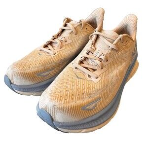 Hoka One One Men's Clifton 9 Running Sneaker Shoes Size 9.5 B Beige/Blue